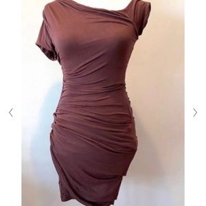 Bebe Asymmetrical Ruched Dress